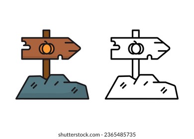 
signs made of nature wood autumn, pumpkin, halloween party, with stylish color stripes and lines isolated on white background
