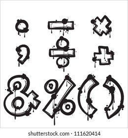 Signs and marks from dirty alphabet. Vector illustration