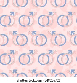 Signs men and women seamless pattern background. Vector illustration.