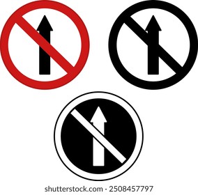 Señales Sin Entrada. Señales de advertencia. Iconos rojos, negros y blancos del vector