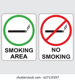 The signs No Smoking and Smoking area