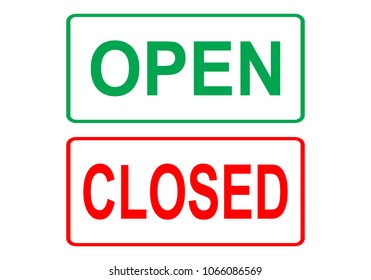 signs Open and Closed. Vector illustration. Open and Closed sign isolated on white background