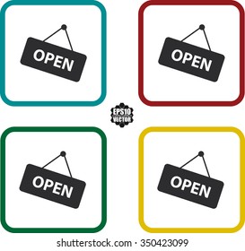 Signs open icon. Vector illustration.
