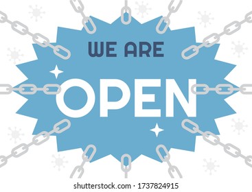 Zeichen offen mit wir sind offene Massage Vektor Illustration Design.