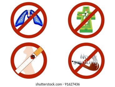 Signs prohibiting smoking of tobacco on the prohibitory sign