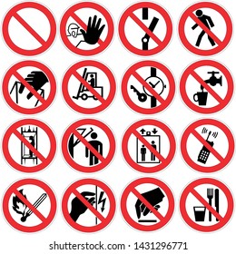 Signs Prohibitory Actions Work Illustration Vector Stock Vector ...