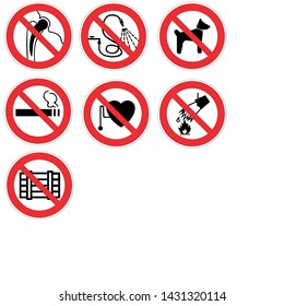 signs prohibitory actions at work, illustration vector