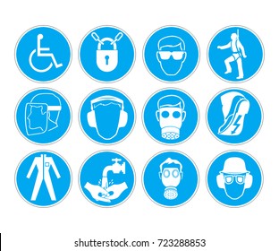 signs with protective equipment