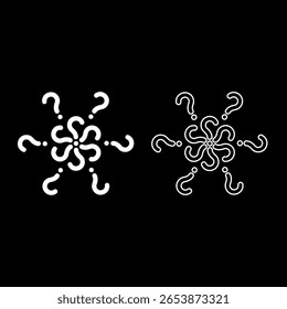 Sinais de perguntas Sinal de conjunto de perguntas ícone branco cor vetor ilustração imagem simples sólido contorno contorno linha fino estilo plano