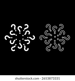 Sinais de perguntas Sinal de conjunto de perguntas ícone branco cor vetor ilustração imagem simples sólido contorno contorno linha fino estilo plano