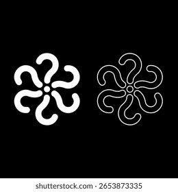 Sinais de perguntas Sinal de conjunto de perguntas ícone branco cor vetor ilustração imagem simples sólido contorno contorno linha fino estilo plano