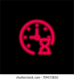 Signs red glowing neon ui ux icon. Glowing sign logo vector