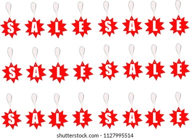 Signs Reduced price , red, on a white background.