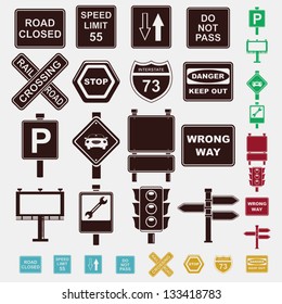 Signs Set Icons Stock Vector (Royalty Free) 133418783 | Shutterstock