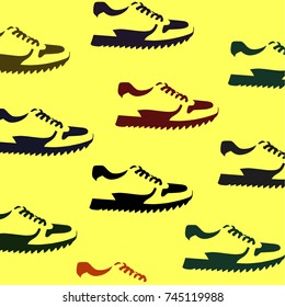 signs of shoes on yellow background