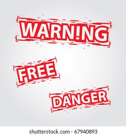Signs or stamps (warning, free, danger)