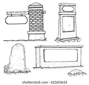 Signs of stone and brick sign