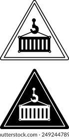 Signs of a Suspended Load. Black and White Vector Icons. Danger Warning Sign