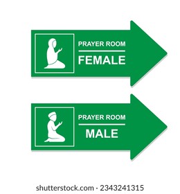 signs, symbols, boards, stickers, prayer room directions for Muslims or Islamic people