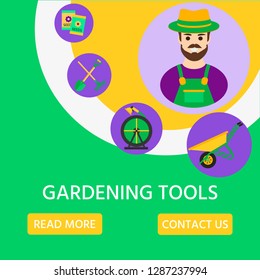 Signs and symbols of gardening, gardener or farmer in  hat icon. Template for your design.  Vector illustration