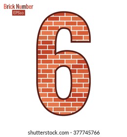Signs & Symbols: Number six, red brick texture style.