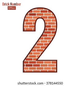 Signs & Symbols: Number two, red brick texture style.