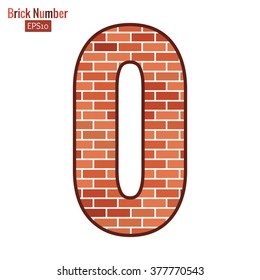 Signs & Symbols: Number zero, red brick texture style.