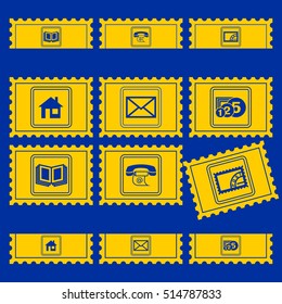 Signs and symbols on a background of post stamp vector isolated