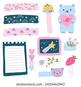 Signs and symbols for organized your planner. Template for stickers, scrapbooking, wrapping, notebooks, diary. Spring pastel beauty collection.