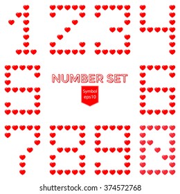 Signs & Symbols: Red heart dot number set, zero to nine.