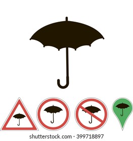 signs umbrella on white pointer