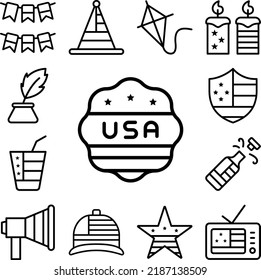 Signs USA flag icon in a collection with other items