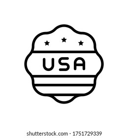 Unterzeichnet das Flaggensymbol der USA. Einfache Linie, Umrisslinien, Vektorelemente von Amerika-Symbolen für i und ux, Website oder mobile Anwendungen