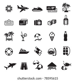 Signs. Vacation, Travel & Recreation. First set icons in black