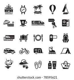 Signs. Vacation, Travel & Recreation. Second set icons in black