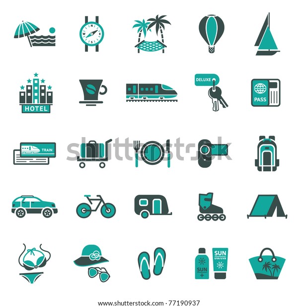 Signs. Vacation, Travel & Recreation. Second
set icons