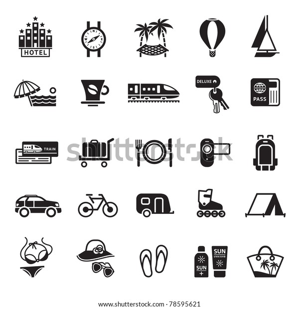 Signs. Vacation, Travel & Recreation. Second
set icons in black