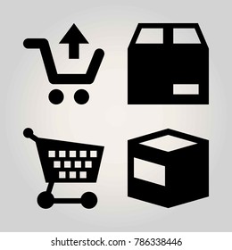 Signs vector icon set. shopping cart, cart and package