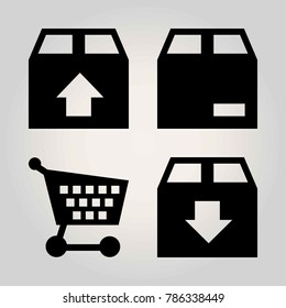 Signs vector icon set. shopping cart, cart and package