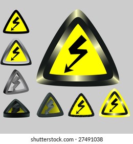 Signs warning about an electricity. Vector. Without mesh.