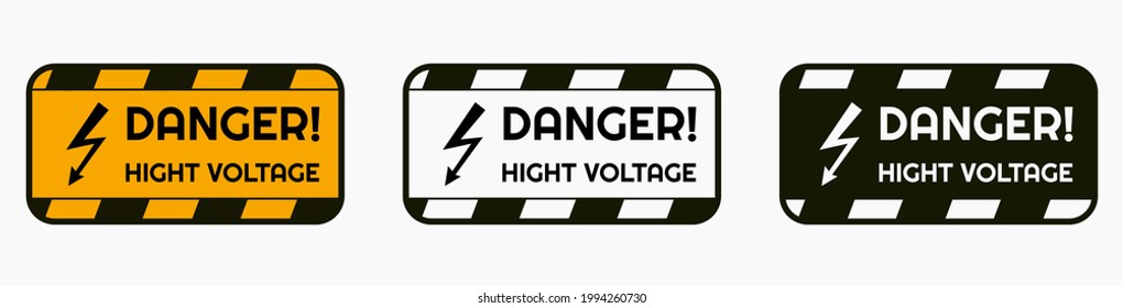 Signs warning of the danger - fire, high voltage, toxic, temperature. Caution Warning Sign Sticker. Editable vector stroke. Set of warning signs for attention and caution. Danger notice vector