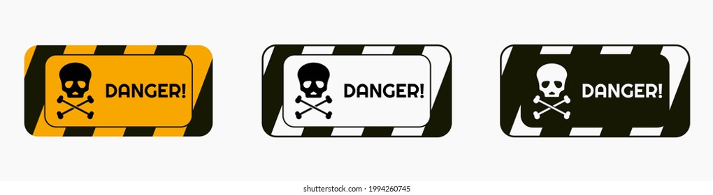 Signs warning of the danger - fire, high voltage, toxic, temperature. Caution Warning Sign Sticker. Editable vector stroke. Set of warning signs for attention and caution. Danger notice vector