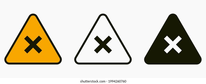 Signs warning of the danger - fire, high voltage, toxic, temperature. Caution Warning Sign Sticker. Editable vector stroke. Set of warning signs for attention and caution. Danger notice vector