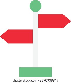Icono de dirección de señales Ilustración plana vectorial