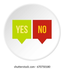 Signs of yes and no icon in flat circle isolated vector illustration for web
