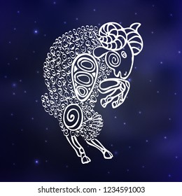 signs of zodiac Aries on space