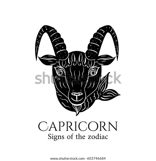 Signs Zodiac Capricorn Hand Draw Black Stock Vector (Royalty Free ...