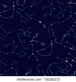 signs of the zodiac constellation seamless pattern. vector illustration