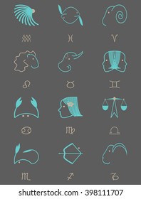 Signs of the Zodiac for a dark background 