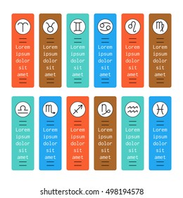Signs of zodiac, flat colored icons for horoscope and predictions